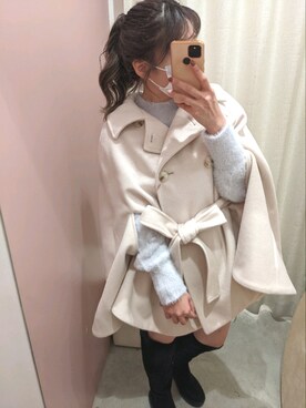 「one after another NICE CLAUP（ワンアフターアナザーナイスクラップ）のアイテム（ポンチョ）」を使った、kaoriさん（レディース・151cm）の秋コーディネート