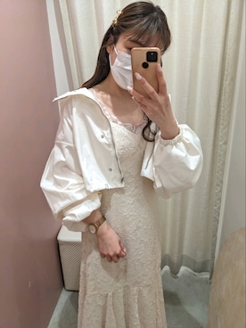 「アイテム（マウンテンパーカー、ホワイト系）」を使った、kaoriさん（レディース・151cm）の春コーディネート