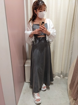 「アイテム（マウンテンパーカー、ホワイト系）」を使った、kaoriさん（レディース・151cm）の夏コーディネート