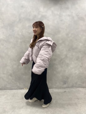 「アイテム（ダウンジャケット/コート、ピンク系）」を使った、kaoriさん（レディース・151cm）の秋コーディネート