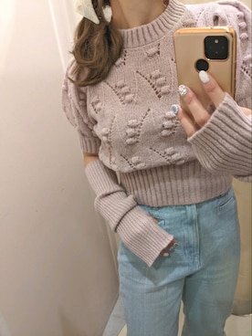 「one after another NICE CLAUP（ワンアフターアナザーナイスクラップ）のアイテム（ニット/セーター）」を使った、kaoriさん（レディース・151cm）の夏コーディネート