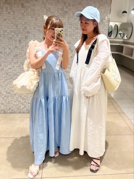 「one after another NICE CLAUP（ワンアフターアナザーナイスクラップ）のアイテム（キャップ）」を使った、kaoriさん（レディース・151cm）の春コーディネート