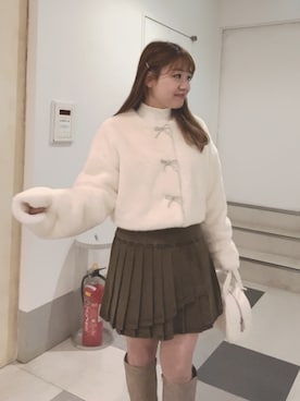 「one after another NICE CLAUP（ワンアフターアナザーナイスクラップ）のアイテム（ノーカラージャケット）」を使った、kaoriさん（レディース・151cm）の冬コーディネート