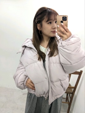 「アイテム（ダウンジャケット/コート、ピンク系）」を使った、kaoriさん（レディース・151cm）の秋コーディネート