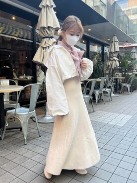 「アイテム（マウンテンパーカー、ホワイト系）」を使った、kaoriさん（レディース・151cm）の冬コーディネート