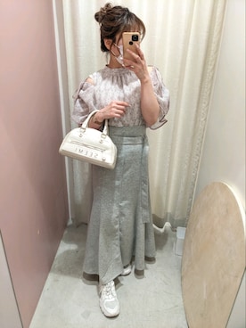 「one after another NICE CLAUP（ワンアフターアナザーナイスクラップ）のアイテム（スカート）」を使った、kaoriさん（レディース・151cm）の春コーディネート
