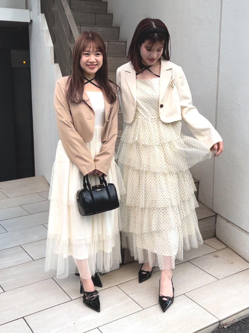 「one after another NICE CLAUPの【premium order】ティアードフリルキャミワンピース（ワンピース、その他）」を使った、kaoriさん（レディース・151cm）の冬コーディネートの1枚目の写真