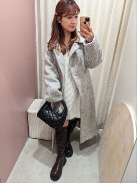 「one after another NICE CLAUP（ワンアフターアナザーナイスクラップ）のアイテム（ステンカラーコート）」を使った、kaoriさん（レディース・151cm）の冬コーディネート