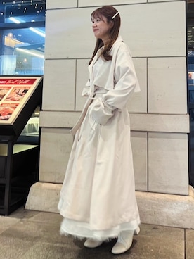 「one after another NICE CLAUP（ワンアフターアナザーナイスクラップ）のアイテム（トレンチコート）」を使った、kaoriさん（レディース・151cm）の冬コーディネート