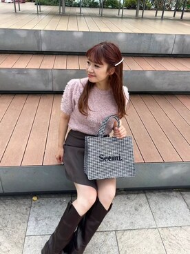 「one after another NICE CLAUP（ワンアフターアナザーナイスクラップ）のアイテム（ニット/セーター）」を使った、kaoriさん（レディース・151cm）の夏コーディネート