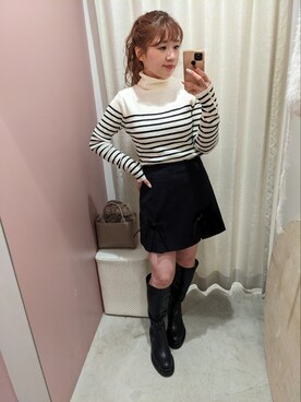 「one after another NICE CLAUP（ワンアフターアナザーナイスクラップ）のアイテム（ニット/セーター）」を使った、kaoriさん（レディース・151cm）の冬コーディネート