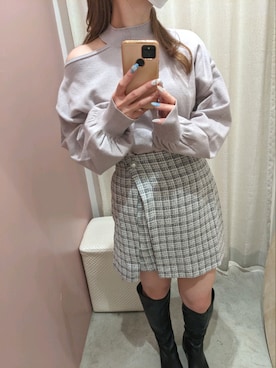 「one after another NICE CLAUP（ワンアフターアナザーナイスクラップ）のビジューボタンスカパン　2023SS（その他パンツ）」を使った、kaoriさん（レディース・151cm）の冬コーディネート