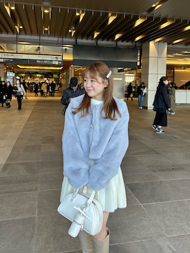 「one after another NICE CLAUP（ワンアフターアナザーナイスクラップ）のアイテム（ノーカラージャケット）」を使った、kaoriさん（レディース・151cm）の冬コーディネート