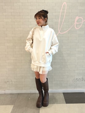 「one after another NICE CLAUP（ワンアフターアナザーナイスクラップ）のアイテム（スウェット）」を使った、kaoriさん（レディース・151cm）の秋コーディネート
