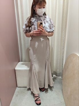 「one after another NICE CLAUP（ワンアフターアナザーナイスクラップ）の2way/ボウタイフレアスリーブブラウス（シャツ/ブラウス）」を使った、kaoriさん（レディース・151cm）の夏コーディネート