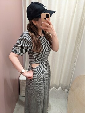 「one after another NICE CLAUP（ワンアフターアナザーナイスクラップ）のアイテム（キャップ）」を使った、kaoriさん（レディース・151cm）の夏コーディネート