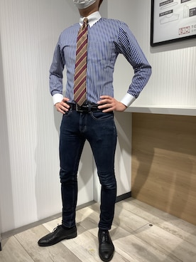 「アイテム（ビジネスシャツ）」を使った、TOKYO SHIRTS OUTLET 福岡マリノアシティ店さん（メンズ・172cm）の春コーディネート