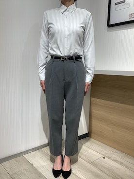 「TOKYO SHIRTS（トウキョウシャツ）のアイテム（ベルト）」を使った、TOKYO SHIRTS OUTLET 福岡マリノアシティ店さん（レディース・164cm）の冬コーディネート