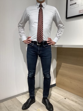 「アイテム（ビジネスシャツ）」を使った、TOKYO SHIRTS OUTLET 福岡マリノアシティ店さん（メンズ・172cm）の冬コーディネート