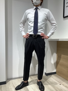 「アイテム（ビジネスシャツ）」を使った、TOKYO SHIRTS OUTLET 福岡マリノアシティ店さん（メンズ・172cm）の冬コーディネート