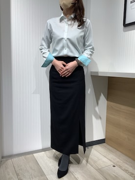 「アイテム（ビジネスシャツ）」を使った、TOKYO SHIRTS OUTLET 福岡マリノアシティ店さん（レディース・164cm）の冬コーディネート
