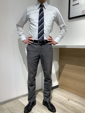 「アイテム（ビジネスシャツ）」を使った、TOKYO SHIRTS OUTLET 福岡マリノアシティ店さん（メンズ・172cm）の冬コーディネート