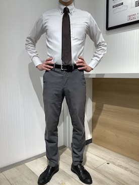 「アイテム（ビジネスシャツ）」を使った、TOKYO SHIRTS OUTLET 福岡マリノアシティ店さん（メンズ・172cm）の冬コーディネート