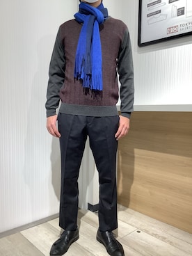 「マフラーコーデ」｜TOKYO SHIRTS OUTLET 福岡マリノアシティ店さん（メンズ・170cm）の冬コーディネート