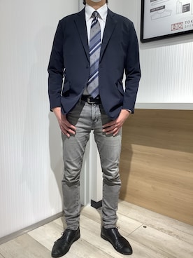 「アイテム（スーツジャケット）」を使った、TOKYO SHIRTS OUTLET 福岡マリノアシティ店さん（メンズ・172cm）の春コーディネート