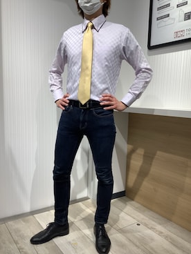 「アイテム（ビジネスシャツ）」を使った、TOKYO SHIRTS OUTLET 福岡マリノアシティ店さん（メンズ・172cm）の春コーディネート