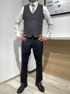 「アイテム（ビジネスシャツ）」を使った、TOKYO SHIRTS OUTLET 福岡マリノアシティ店さん（メンズ・172cm）の秋コーディネート