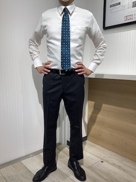 「アイテム（ビジネスシャツ）」を使った、TOKYO SHIRTS OUTLET 福岡マリノアシティ店さん（メンズ・172cm）の夏コーディネート