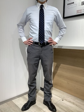 「アイテム（ビジネスシャツ）」を使った、TOKYO SHIRTS OUTLET 福岡マリノアシティ店さん（メンズ・172cm）の冬コーディネート