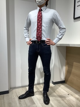 「アイテム（ビジネスシャツ）」を使った、TOKYO SHIRTS OUTLET 福岡マリノアシティ店さん（メンズ・172cm）の春コーディネート