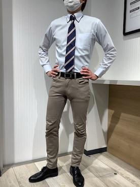 「アイテム（ビジネスシャツ）」を使った、TOKYO SHIRTS OUTLET 福岡マリノアシティ店さん（メンズ・172cm）の冬コーディネート