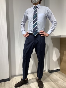 「アイテム（ビジネスシャツ）」を使った、TOKYO SHIRTS OUTLET 福岡マリノアシティ店さん（メンズ・172cm）の冬コーディネート