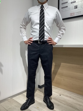 「アイテム（ビジネスシャツ）」を使った、TOKYO SHIRTS OUTLET 福岡マリノアシティ店さん（メンズ・172cm）の夏コーディネート