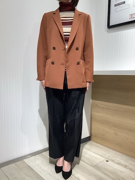 「ニット」｜「アイテム（テーラードジャケット）」を使った、TOKYO SHIRTS OUTLET 福岡マリノアシティ店さん（レディース・164cm）の秋コーディネート