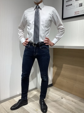 「アイテム（ビジネスシャツ）」を使った、TOKYO SHIRTS OUTLET 福岡マリノアシティ店さん（メンズ・172cm）の春コーディネート