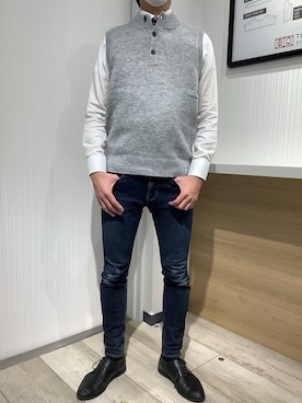 「アイテム（ベスト）」を使った、TOKYO SHIRTS OUTLET 福岡マリノアシティ店さん（メンズ・172cm）の冬コーディネート
