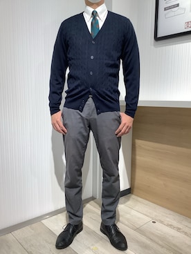 「アイテム（ビジネスシャツ）」を使った、TOKYO SHIRTS OUTLET 福岡マリノアシティ店さん（メンズ・172cm）の秋コーディネート