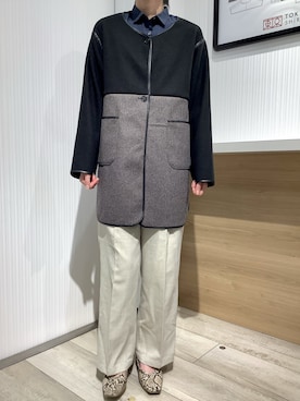 「パンツスタイル」｜「アイテム（ノーカラージャケット）」を使った、TOKYO SHIRTS OUTLET 福岡マリノアシティ店さん（レディース・164cm）の秋コーディネート
