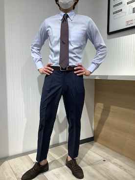 「アイテム（ビジネスシャツ）」を使った、TOKYO SHIRTS OUTLET 福岡マリノアシティ店さん（メンズ・172cm）の冬コーディネート