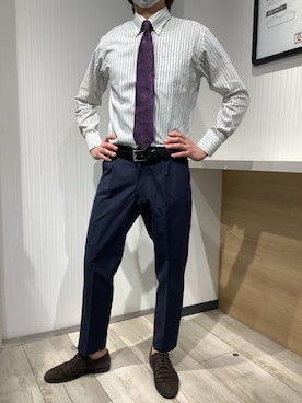 「アイテム（スーツパンツ）」を使った、TOKYO SHIRTS OUTLET 福岡マリノアシティ店さん（メンズ・172cm）の春コーディネート