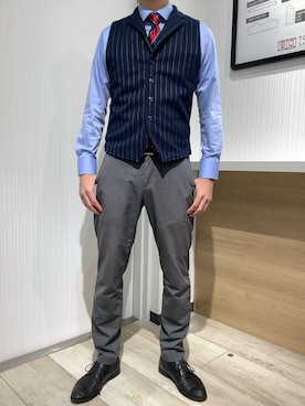 「アイテム（ベスト）」を使った、TOKYO SHIRTS OUTLET 福岡マリノアシティ店さん（メンズ・172cm）の冬コーディネート