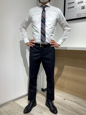 「アイテム（ビジネスシャツ）」を使った、TOKYO SHIRTS OUTLET 福岡マリノアシティ店さん（メンズ・170cm）の秋コーディネート