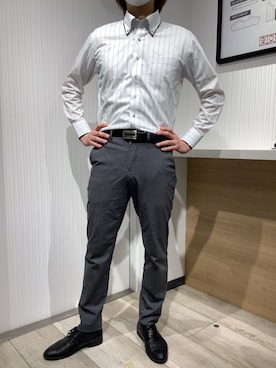 「アイテム（ビジネスシャツ）」を使った、TOKYO SHIRTS OUTLET 福岡マリノアシティ店さん（メンズ・172cm）の春コーディネート