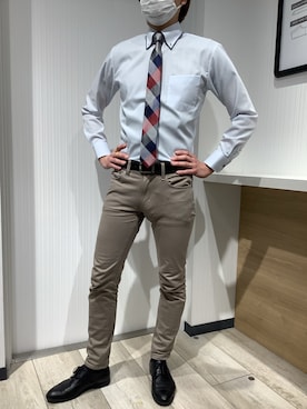 「アイテム（ビジネスシャツ）」を使った、TOKYO SHIRTS OUTLET 福岡マリノアシティ店さん（メンズ・172cm）の冬コーディネート