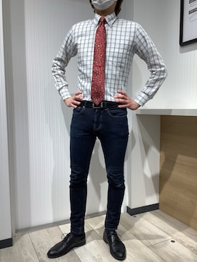 「アイテム（ビジネスシャツ）」を使った、TOKYO SHIRTS OUTLET 福岡マリノアシティ店さん（メンズ・172cm）の春コーディネート