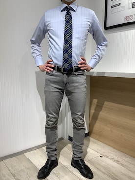 「アイテム（ビジネスシャツ）」を使った、TOKYO SHIRTS OUTLET 福岡マリノアシティ店さん（メンズ・172cm）の冬コーディネート
